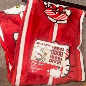 Hello Kitty Red and White Plush Throw